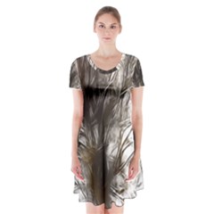 Tree Art Artistic Tree Abstract Background Short Sleeve V-neck Flare Dress