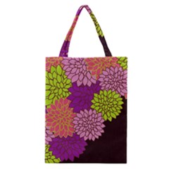 Floral Card Template Bright Colorful Dahlia Flowers Pattern Background Classic Tote Bag