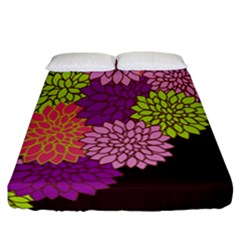 Floral Card Template Bright Colorful Dahlia Flowers Pattern Background Fitted Sheet (california King Size) by Nexatart