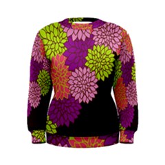 Floral Card Template Bright Colorful Dahlia Flowers Pattern Background Women s Sweatshirt by Nexatart