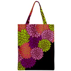 Floral Card Template Bright Colorful Dahlia Flowers Pattern Background Zipper Classic Tote Bag by Nexatart