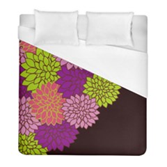 Floral Card Template Bright Colorful Dahlia Flowers Pattern Background Duvet Cover (full/ Double Size) by Nexatart