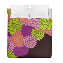 Floral Card Template Bright Colorful Dahlia Flowers Pattern Background Duvet Cover Double Side (full/ Double Size)