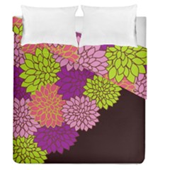 Floral Card Template Bright Colorful Dahlia Flowers Pattern Background Duvet Cover Double Side (queen Size)