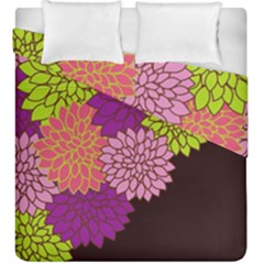 Floral Card Template Bright Colorful Dahlia Flowers Pattern Background Duvet Cover Double Side (king Size)