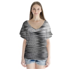 Rectangle Abstract Background Black And White In Rectangle Shape Flutter Sleeve Top