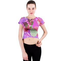 Abstract Design With Hummingbirds Crew Neck Crop Top by Nexatart