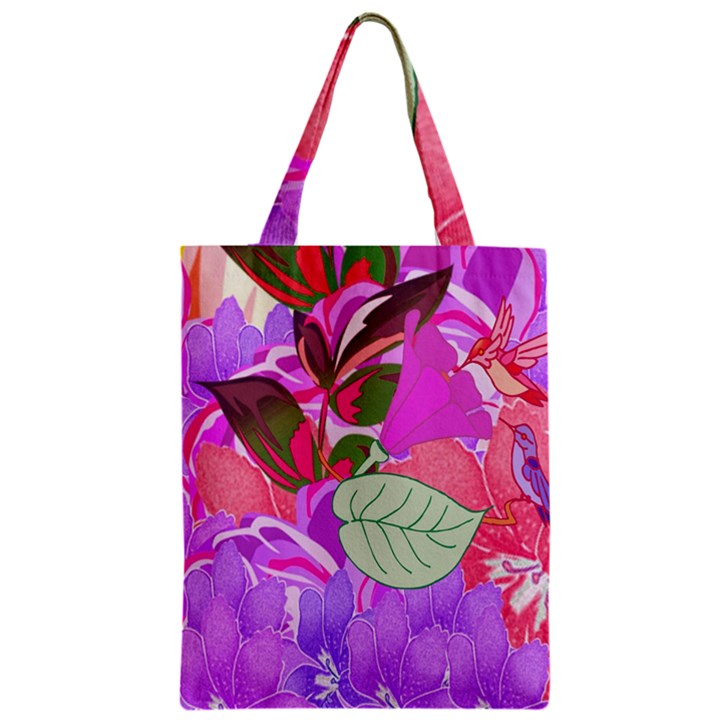 Abstract Design With Hummingbirds Zipper Classic Tote Bag