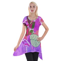 Abstract Design With Hummingbirds Short Sleeve Side Drop Tunic by Nexatart