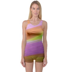 Metallic Brush Strokes Paint Abstract Texture One Piece Boyleg Swimsuit by Nexatart