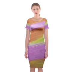 Metallic Brush Strokes Paint Abstract Texture Classic Short Sleeve Midi Dress by Nexatart