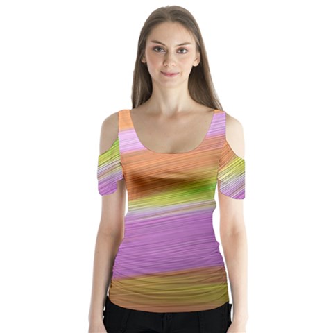 Metallic Brush Strokes Paint Abstract Texture Butterfly Sleeve Cutout Tee  by Nexatart