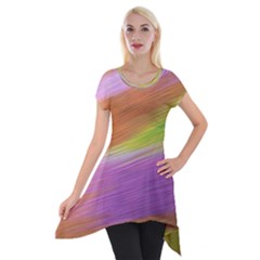 Metallic Brush Strokes Paint Abstract Texture Short Sleeve Side Drop Tunic by Nexatart