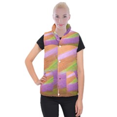 Metallic Brush Strokes Paint Abstract Texture Women s Button Up Puffer Vest