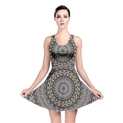 Celestial Pinwheel Of Pattern Texture And Abstract Shapes N Brown Reversible Skater Dress by Nexatart