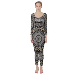 Celestial Pinwheel Of Pattern Texture And Abstract Shapes N Brown Long Sleeve Catsuit by Nexatart