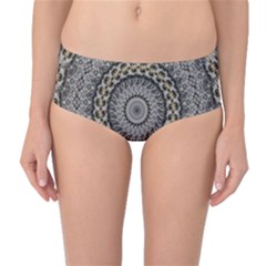 Celestial Pinwheel Of Pattern Texture And Abstract Shapes N Brown Mid-waist Bikini Bottoms by Nexatart