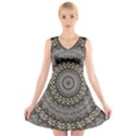 Celestial Pinwheel Of Pattern Texture And Abstract Shapes N Brown V-Neck Sleeveless Skater Dress View1