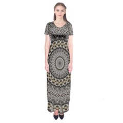 Celestial Pinwheel Of Pattern Texture And Abstract Shapes N Brown Short Sleeve Maxi Dress by Nexatart