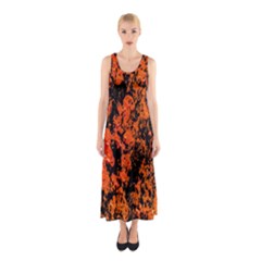 Abstract Orange Background Sleeveless Maxi Dress