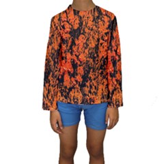 Abstract Orange Background Kids  Long Sleeve Swimwear