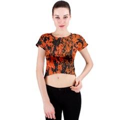 Abstract Orange Background Crew Neck Crop Top