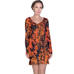 Abstract Orange Background Long Sleeve Nightdress