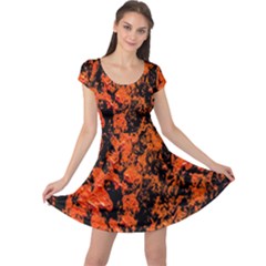 Abstract Orange Background Cap Sleeve Dresses by Nexatart