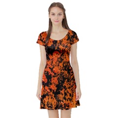 Abstract Orange Background Short Sleeve Skater Dress