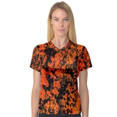 Abstract Orange Background Women s V-Neck Sport Mesh Tee