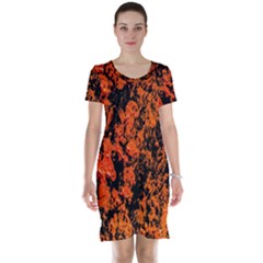 Abstract Orange Background Short Sleeve Nightdress