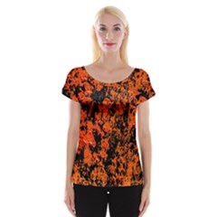 Abstract Orange Background Women s Cap Sleeve Top