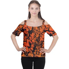 Abstract Orange Background Women s Cutout Shoulder Tee