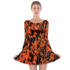 Abstract Orange Background Long Sleeve Skater Dress