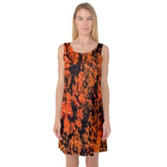 Abstract Orange Background Sleeveless Satin Nightdress