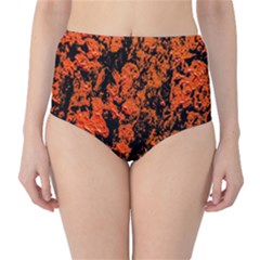 Abstract Orange Background High-Waist Bikini Bottoms