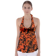 Abstract Orange Background Babydoll Tankini Top