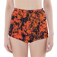 Abstract Orange Background High-Waisted Bikini Bottoms