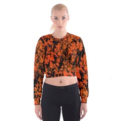 Abstract Orange Background Women s Cropped Sweatshirt