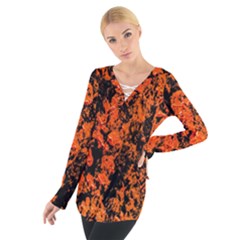 Abstract Orange Background Women s Tie Up Tee