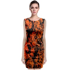 Abstract Orange Background Classic Sleeveless Midi Dress