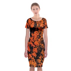 Abstract Orange Background Classic Short Sleeve Midi Dress