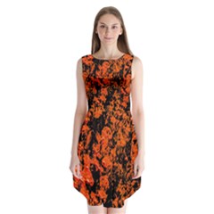 Abstract Orange Background Sleeveless Chiffon Dress  