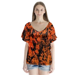 Abstract Orange Background Flutter Sleeve Top