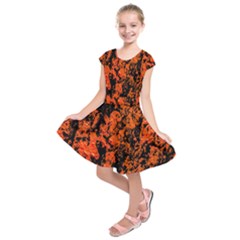 Abstract Orange Background Kids  Short Sleeve Dress