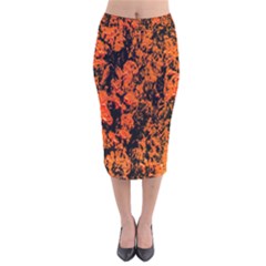 Abstract Orange Background Velvet Midi Pencil Skirt