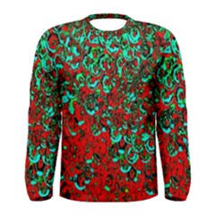 Red Turquoise Abstract Background Men s Long Sleeve Tee