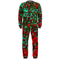 Red Turquoise Abstract Background Onepiece Jumpsuit (men)  by Nexatart