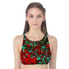 Red Turquoise Abstract Background Tank Bikini Top