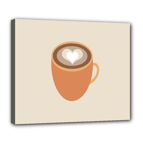 Artin Coffee Chocolate Brown Heart Love Deluxe Canvas 24  X 20   by Mariart